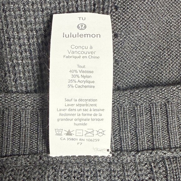 Lululemon Be At Ease Poncho Womens OS Gray Knit High-Low Short Sleeve Sweater - Picture 6 of 7